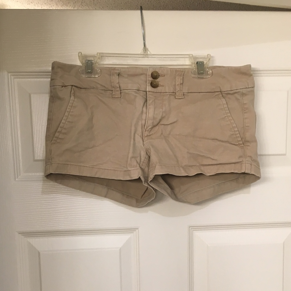 Low Rise Khaki Stretch Shorts